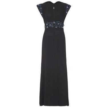 ARCHIVE - 1930s Blue and Black Beaded Crepe Dress