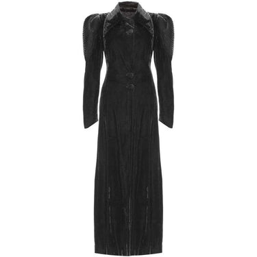 ARCHIVE - 1930s Floor Length Art Deco Black Panne Silk Velvet Coat