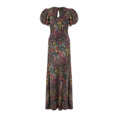 ARCHIVE - 1930s Floral Lame Dress with Puff Sleeves