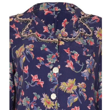ARCHIVE - 1930s Floral Printed Silk Blouse