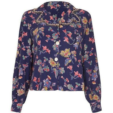 ARCHIVE - 1930s Floral Printed Silk Blouse