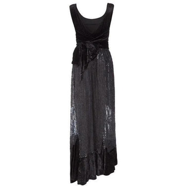 ARCHIVE - 1930s Heavily Sequinned Black Velvet Gown