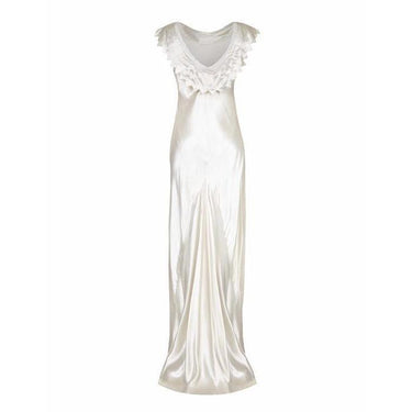ARCHIVE - 1930s Ivory Satin Wedding Dress with Cowl Neck and Beading