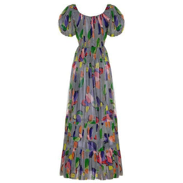 ARCHIVE - 1930s Net Deco Leaf Print Dress