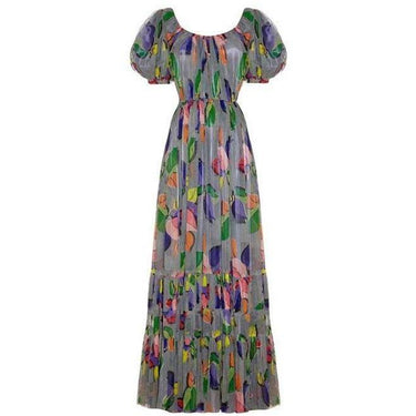 ARCHIVE - 1930s Net Deco Leaf Print Dress