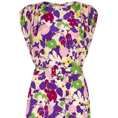 ARCHIVE - 1930s Purple Floral Rayon Gown