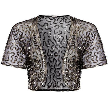 ARCHIVE - 1930s Sheer Black Sequinned Bolero