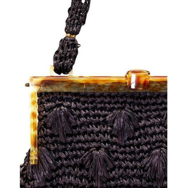 ARCHIVE - 1940s Large Raffia Woven Aubergine Bag