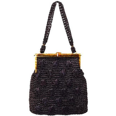 ARCHIVE - 1940s Large Raffia Woven Aubergine Bag
