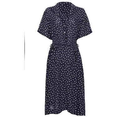 ARCHIVE - 1940s Navy and White Polka Dot Dress