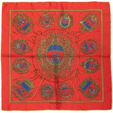 ARCHIVE - 1950s Armes de Paris Red Gold and Blue Hermès Scarf