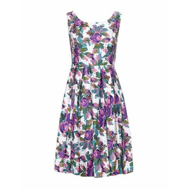 ARCHIVE - 1950s Ascot Model Abstract Rose Print Cotton Dress