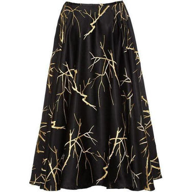 ARCHIVE - 1950s Black Silk Skirt with Gold Motif