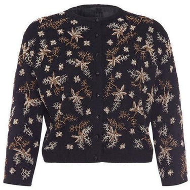 ARCHIVE - 1950s Black Wool Heavily Beaded Cardigan