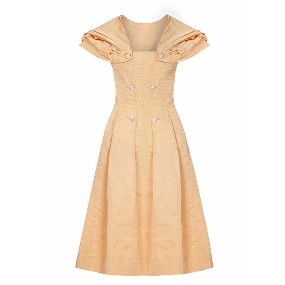 ARCHIVE - 1950s Christian Dior Demi Couture Gold Silk Evening Dress an CIRCA VINTAGE ARCHIVE - 1950s Christian Dior Demi Couture Gold Silk Evening Dress an CIRCA VINTAGE