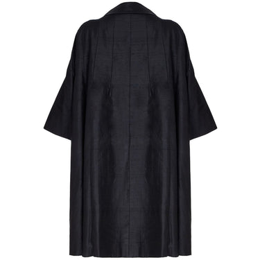 ARCHIVE - 1950s Harvey Nichols Black Silk Evening Swing Duster Coat 1950s