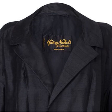 ARCHIVE - 1950s Harvey Nichols Black Silk Evening Swing Duster Coat 1950s