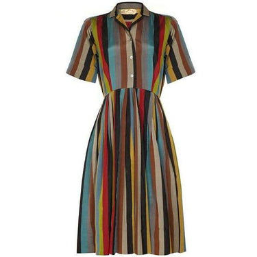 ARCHIVE - 1950s Peck & Peck Striped Silk Shirt Dress