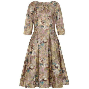 ARCHIVE - 1950s Polished Cotton Dress With Floral Print