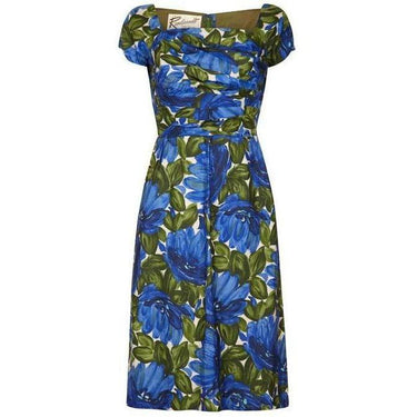 ARCHIVE - 1950s Rembrandt Green & Blue Silk Wiggle Dress