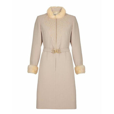 ARCHIVE - 1950s Stegari Grey Wool and Mink Trimmed Dress