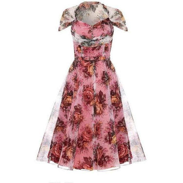 ARCHIVE - 1950s Suzan Novell Pink Floral Organza Dress