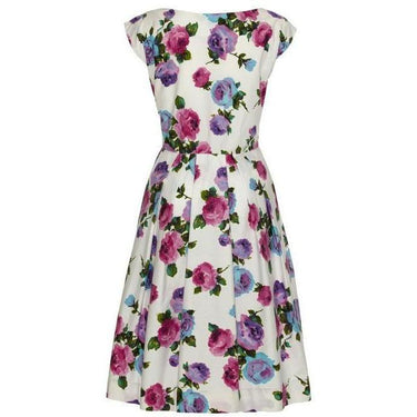 ARCHIVE - 1950s White Rose Print Cotton Dress