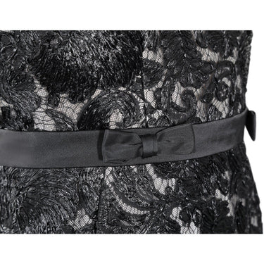 ARCHIVE - 1950s Worth Demi Couture Black Raffia Cocktail Dress With Silk Belt Detail