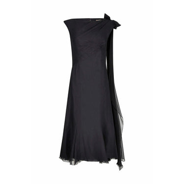 ARCHIVE - 1950s Worth Demi Couture Black Silk Chiffon Dress