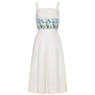 ARCHIVE - 1950s/60s Tina Leser White Sundress with 3D Embroidery