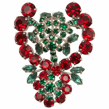ARCHIVE - 1959 Christian Dior by Henkel and Grosse Red and Green Crystal Brooch