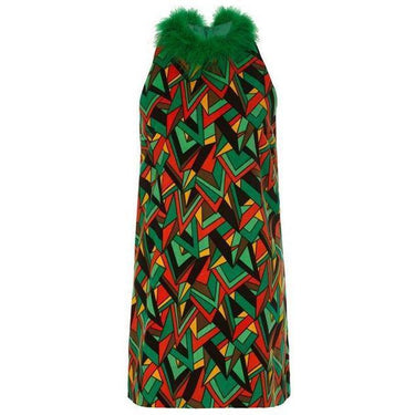ARCHIVE - 1960s Alan Saville Green Abstract Velvet Dress