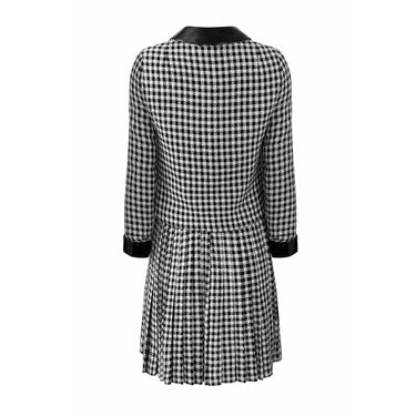 ARCHIVE - 1960s Anne Fogarty Wool Monochrome Check Twin Set With Black Patent Trim