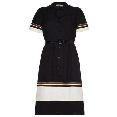 ARCHIVE - 1960s Black Linen Dress with Cut Out Detail