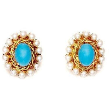 ARCHIVE - 1960s Christian Dior Gold, Turquoise and Pearl Earrings