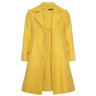 ARCHIVE - 1960s Christian Dior Yellow Button Up Coat and Matching Dress