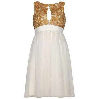 ARCHIVE - 1960s Couture White Mini Dress with Gold Appliqué Bodice