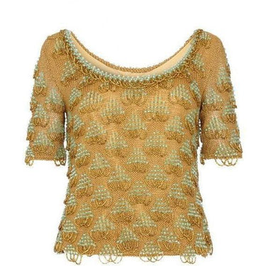 ARCHIVE - 1960s Gold & Turquoise Beaded Top