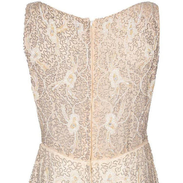 ARCHIVE - 1960s Lavish Cream Silk Embellished Cocktail or Bridal Dress