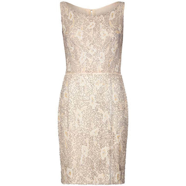 ARCHIVE - 1960s Lavish Cream Silk Embellished Cocktail or Bridal Dress
