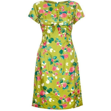 ARCHIVE - 1960s Lime Green and Rose Print Dress