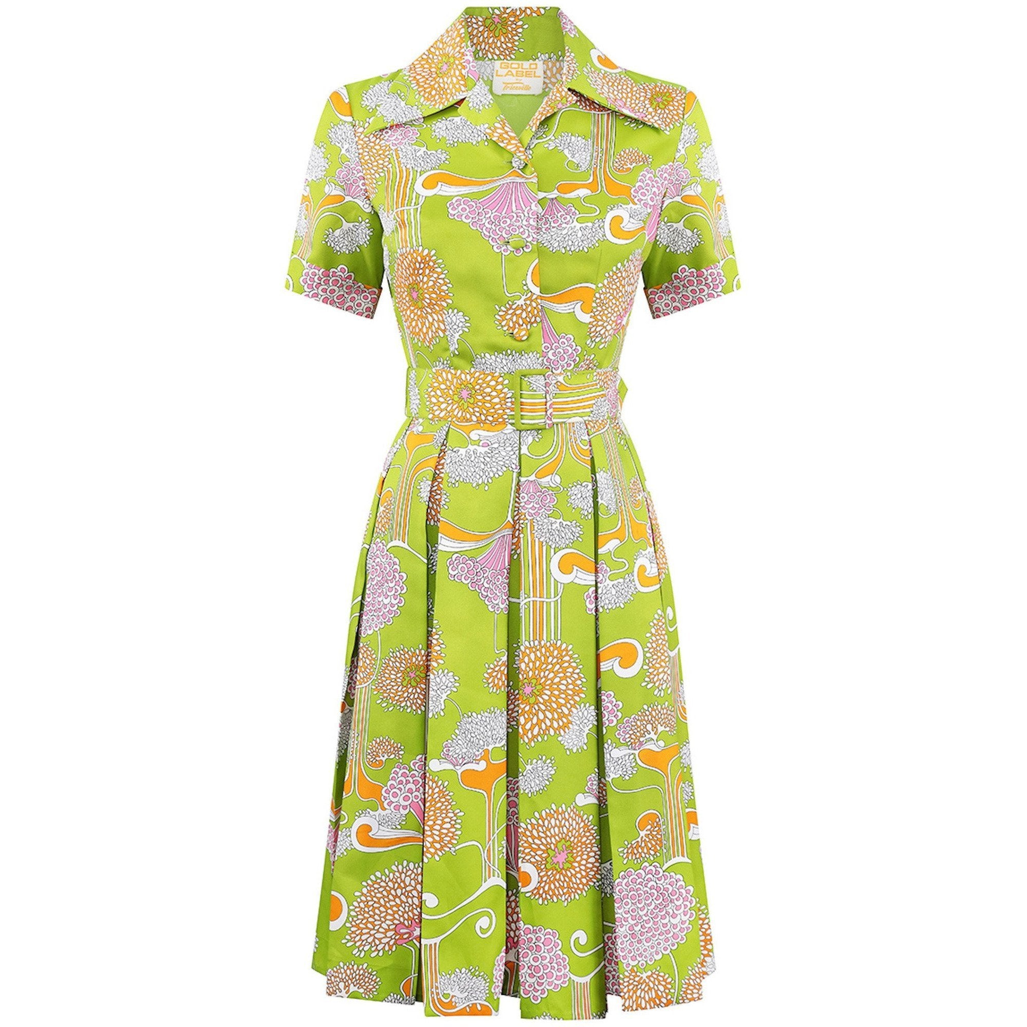green psychedelic dress Women's Dark Green 70s Psychedelic Modern Short-Sleeve Pocket Knit Dress