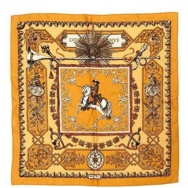 ARCHIVE - 1960s Louis XIV Ludovicus Magnus Gold Hermès Scarf