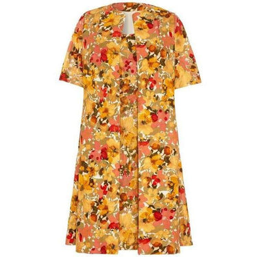 ARCHIVE - 1960s Yellow Floral Flock Coat and Dress Set