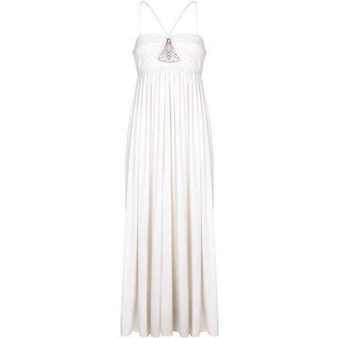 ARCHIVE - 1970s Bill Gibb White Evening Dress with Beaded Moth Motive