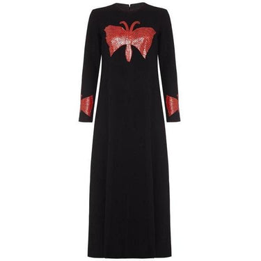 ARCHIVE - 1970s Black Maxi Dress With Snakeskin Motif