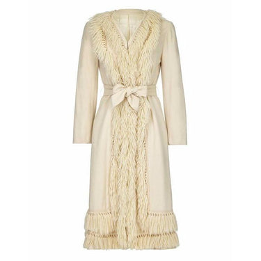 ARCHIVE - 1970s Cream Wool Tassel Coat