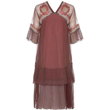 ARCHIVE - 1970s Janice Wainwright Maroon Ruffle Dress