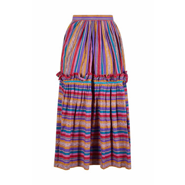 ARCHIVE - 1970s Yves Saint Laurent Striped Peasant Skirt With Ruffle Frill