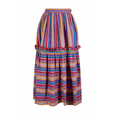 ARCHIVE - 1970s Yves Saint Laurent Striped Peasant Skirt With Ruffle Frill